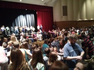 A glimpse of the throng of people snaking through the auditorium to meet Brandon Mull and Richard Paul Evans.
